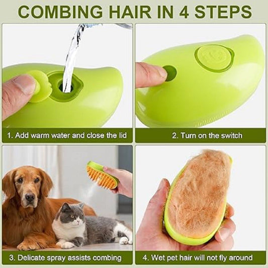 FurMist Pro™ 3-in-1 Steaming Pet Brush