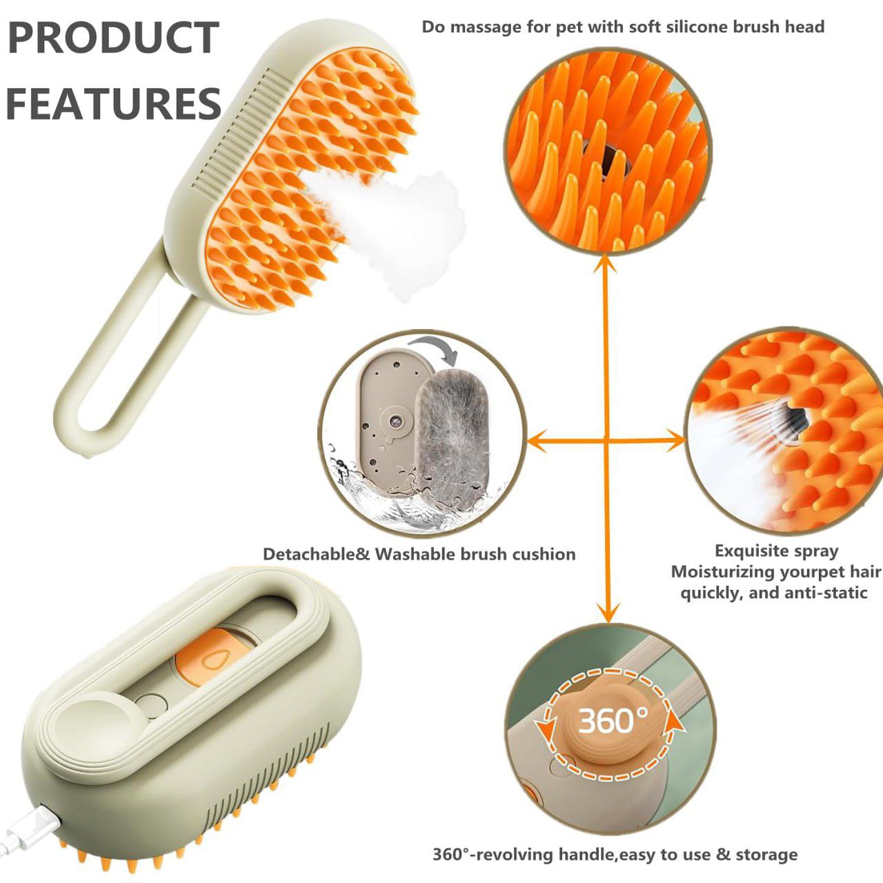 Purrfect Steam Groomer: 3-in-1 Cat & Dog Spa Brush