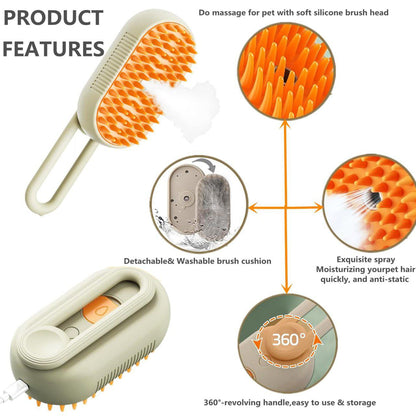 Purrfect Steam Groomer: 3-in-1 Cat & Dog Spa Brush