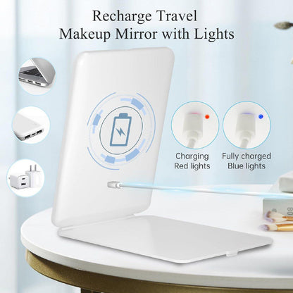 GlamourGlow Pro: Rechargeable Travel Makeup Mirror