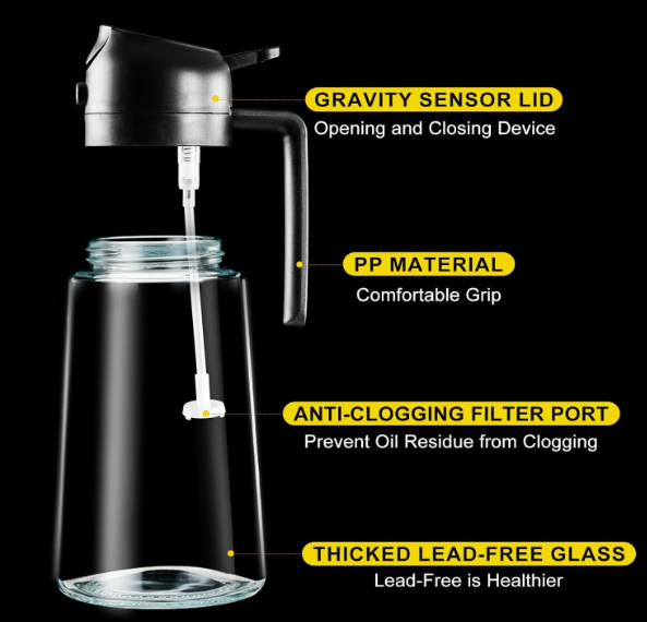 Elegance Oil Sprayer Pro - 2-in-1 Premium Glass Oil Dispenser