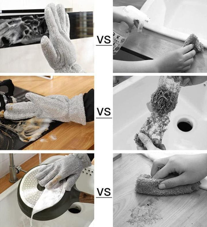 Sparkle & Shield Kitchen Cleaning Combo: Steel Wire Cloth & Glove Set